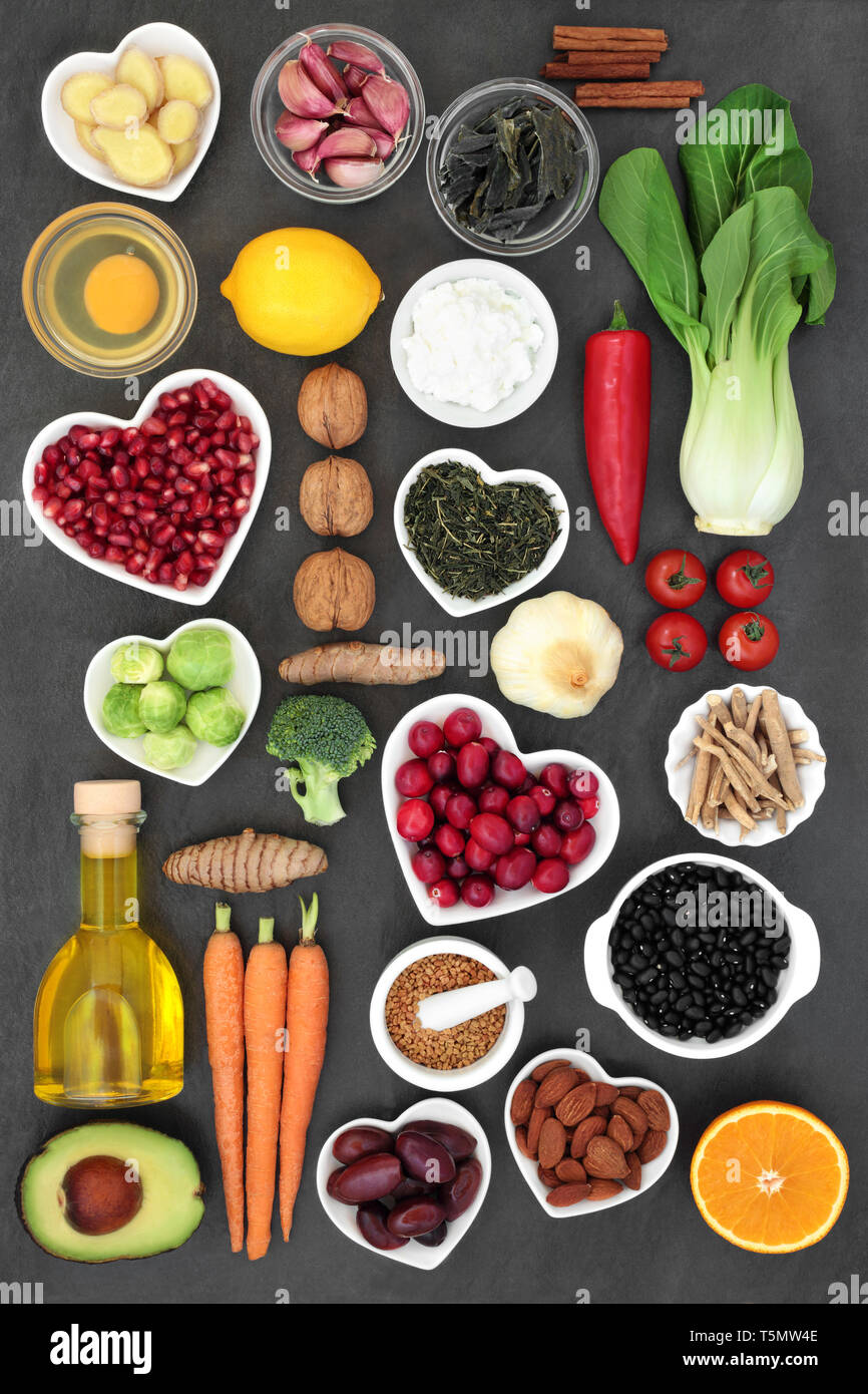 Super food to slow the ageing process concept including fruit ...