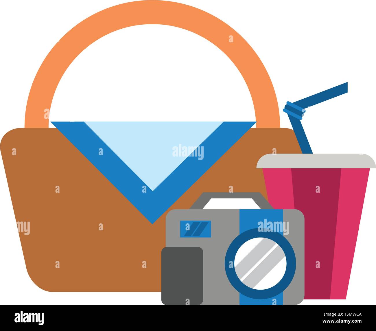 Picnic basket with food products flat Stock Vector Image & Art - Alamy
