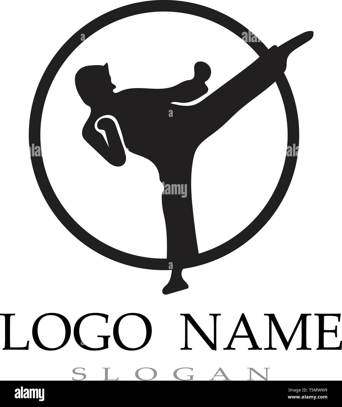 Karate And Taekwondo Logo Fight Vector Black Stock Vector Art
