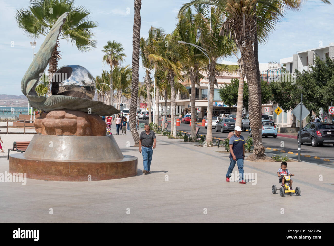 Oyster pearl sculpture on the malecon in La Paz, Baja California Sur