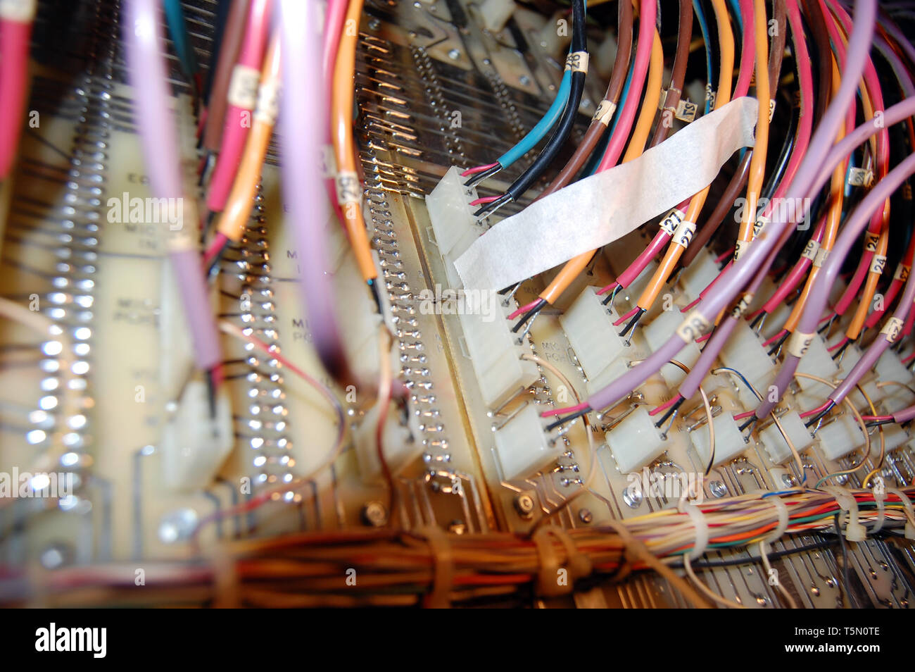 Underside of an analog audio console Stock Photo