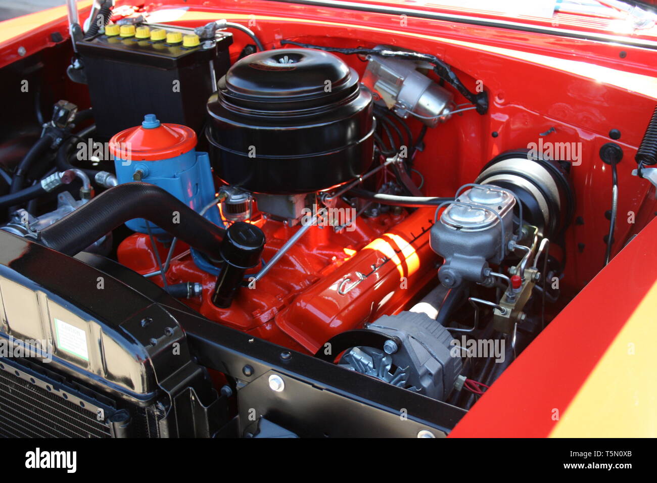 Chevy Engine compartment Stock Photo Alamy