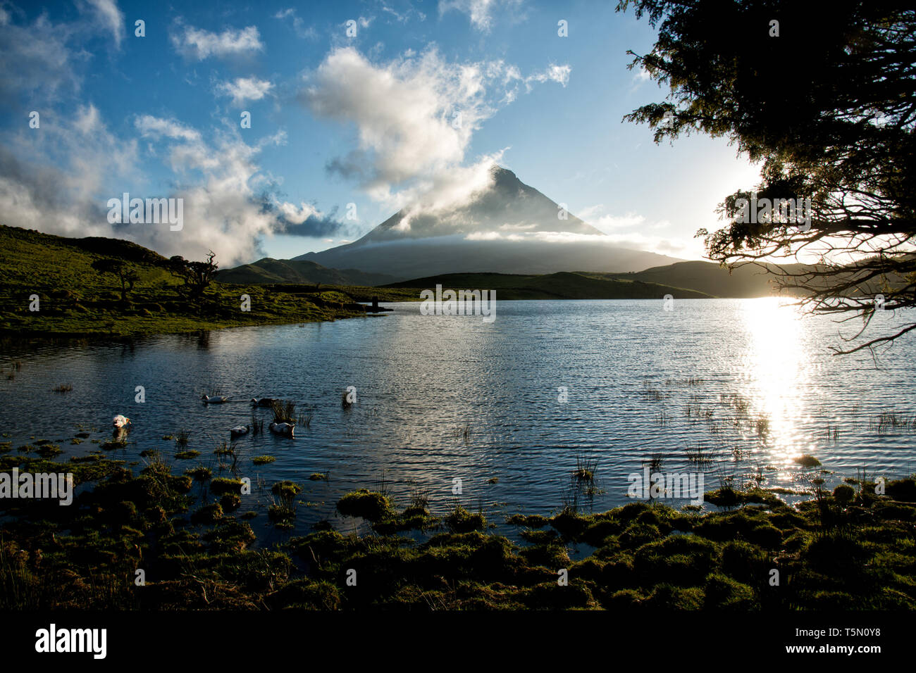 Lagoa do Capitão, Captain's Lagoon, in Pico Island, Azores Stock Photo