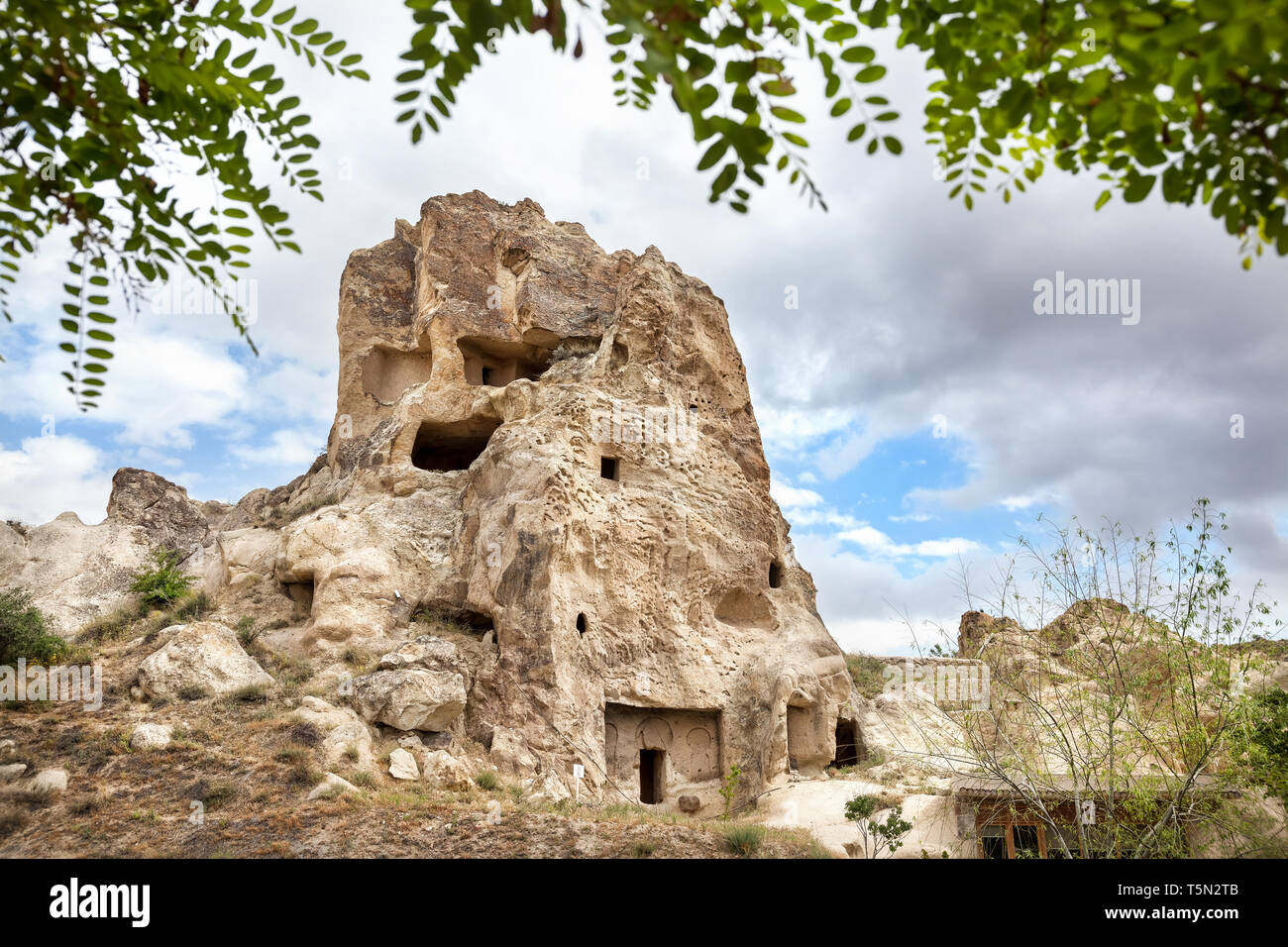 Ancient Church in the rock in Goreme open air Museum in Cappadocia, Turkey Stock Photo