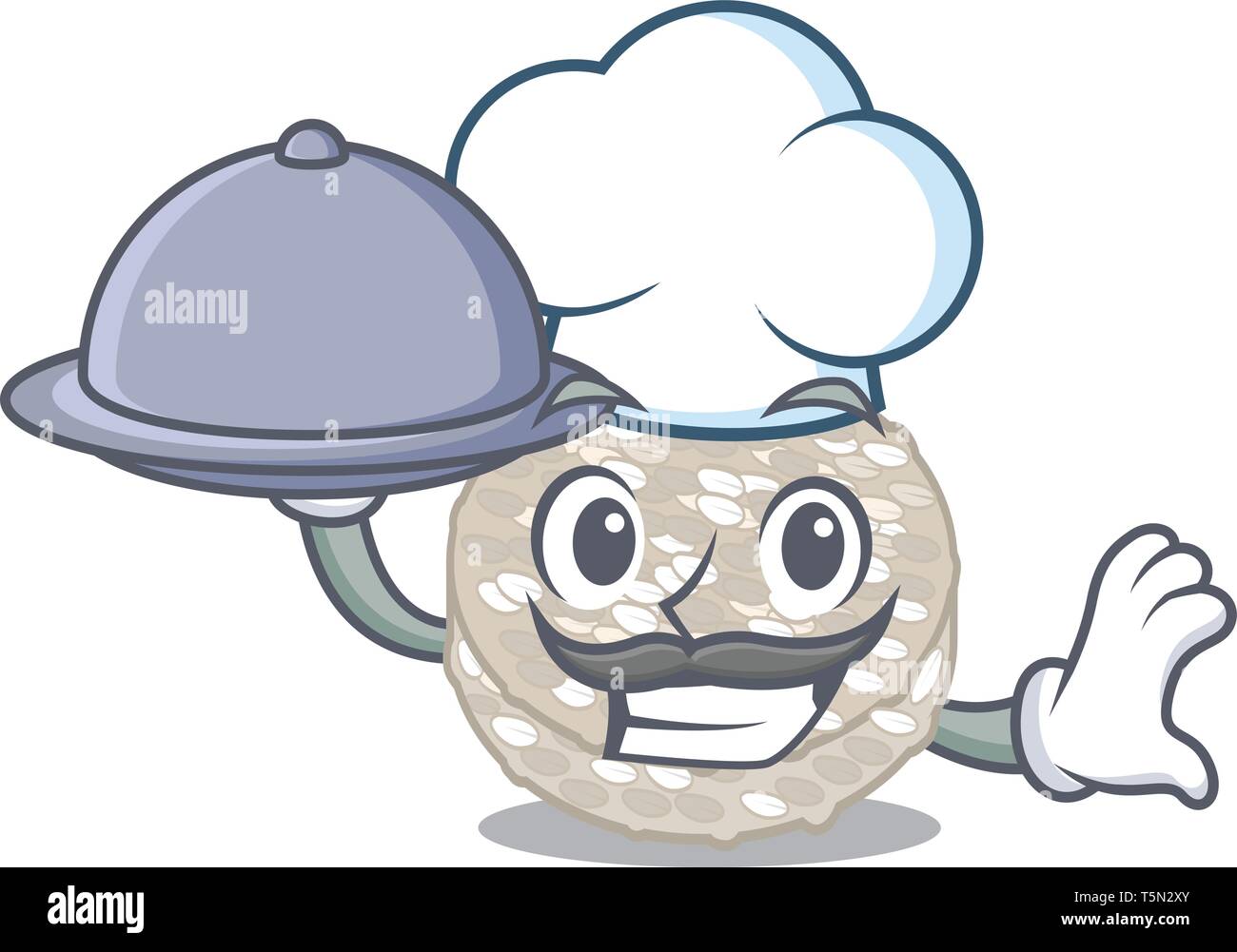 Chef with food rice cakes served on cartoon board Stock Vector Image ...
