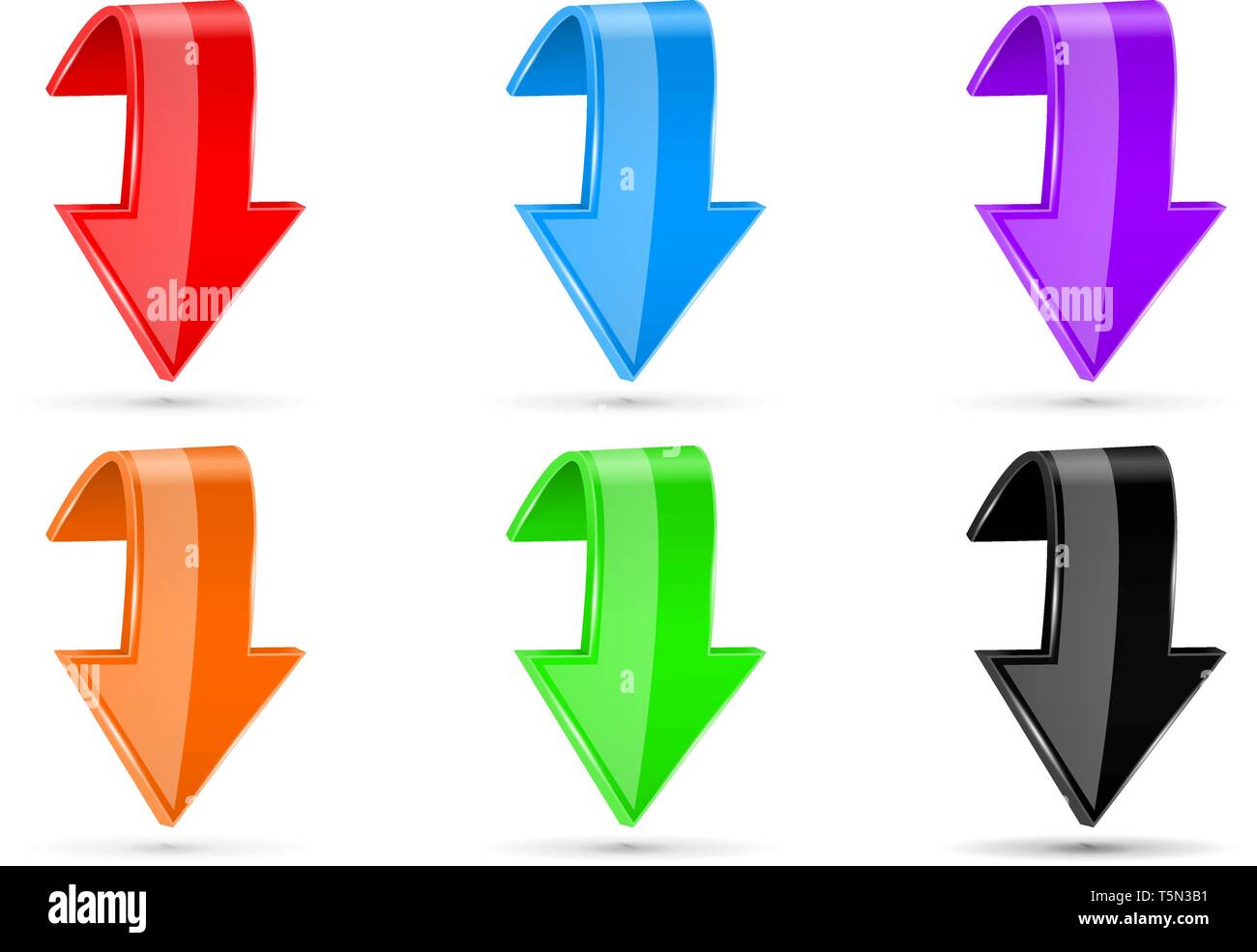 Colored down 3d buttons Stock Vector
