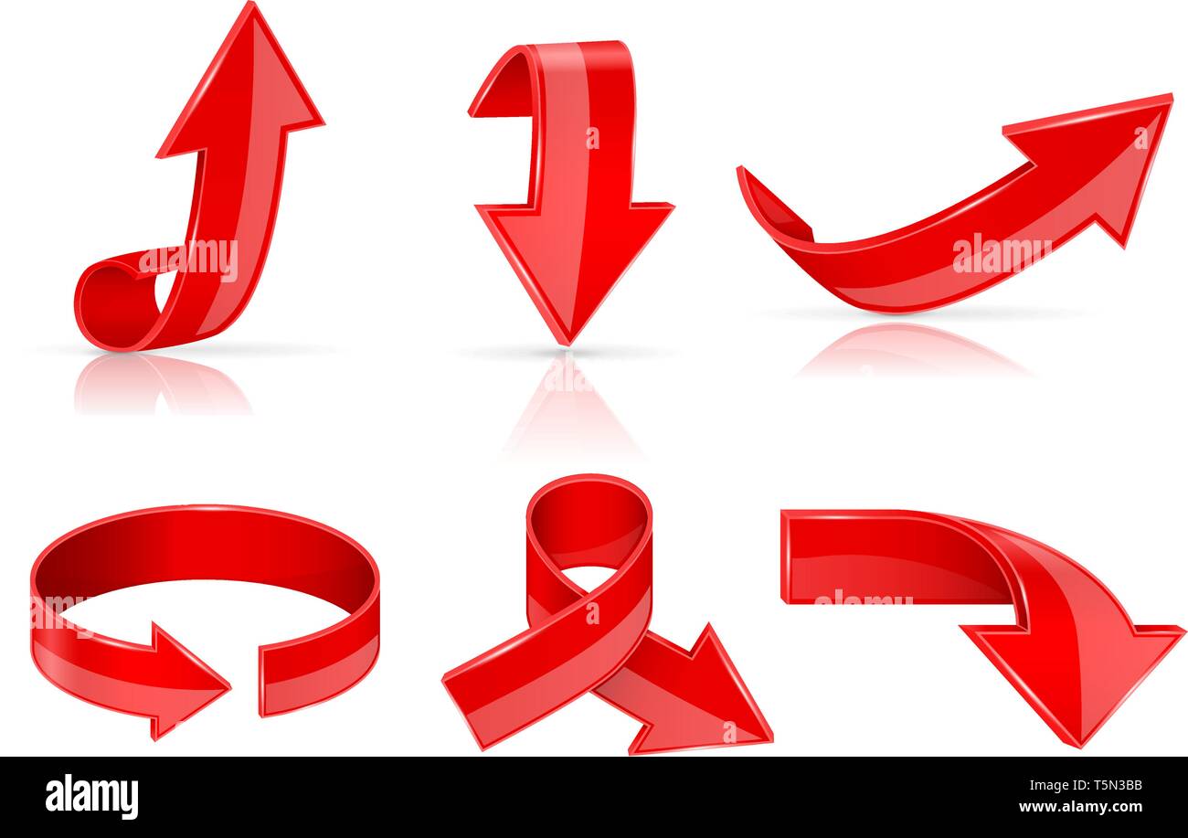 Arrows. Red shiny signs Stock Vector