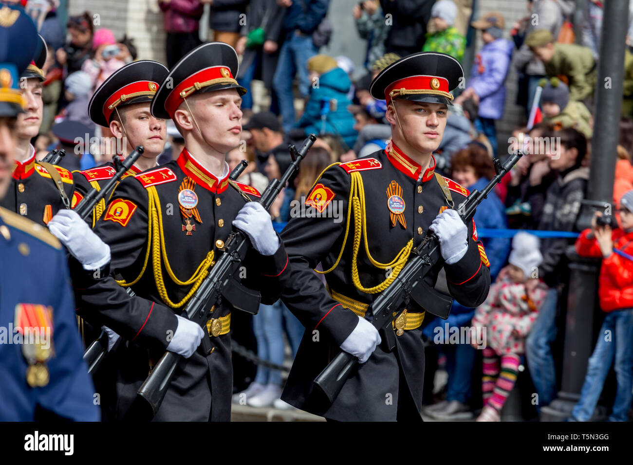 Russia, Vladivostok, 05/09/2018. Graduates of Suvorov Military School