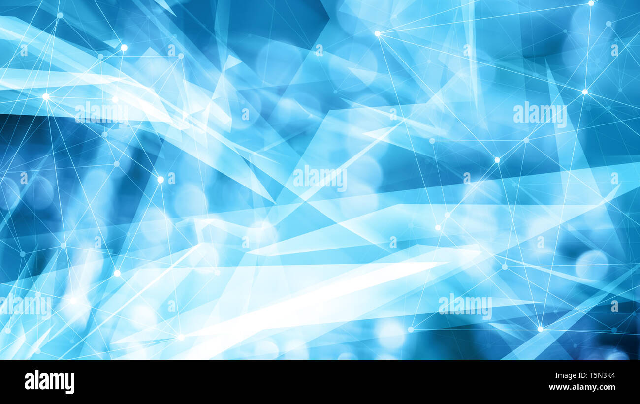 Globe cyber future cyberattack points connections, many transparent triangles shapes composition Stock Photo