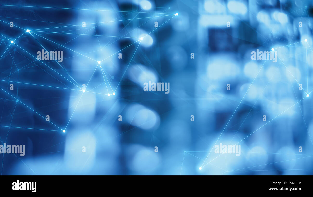 Global digital world globalization technology, geometric lines connected Stock Photo
