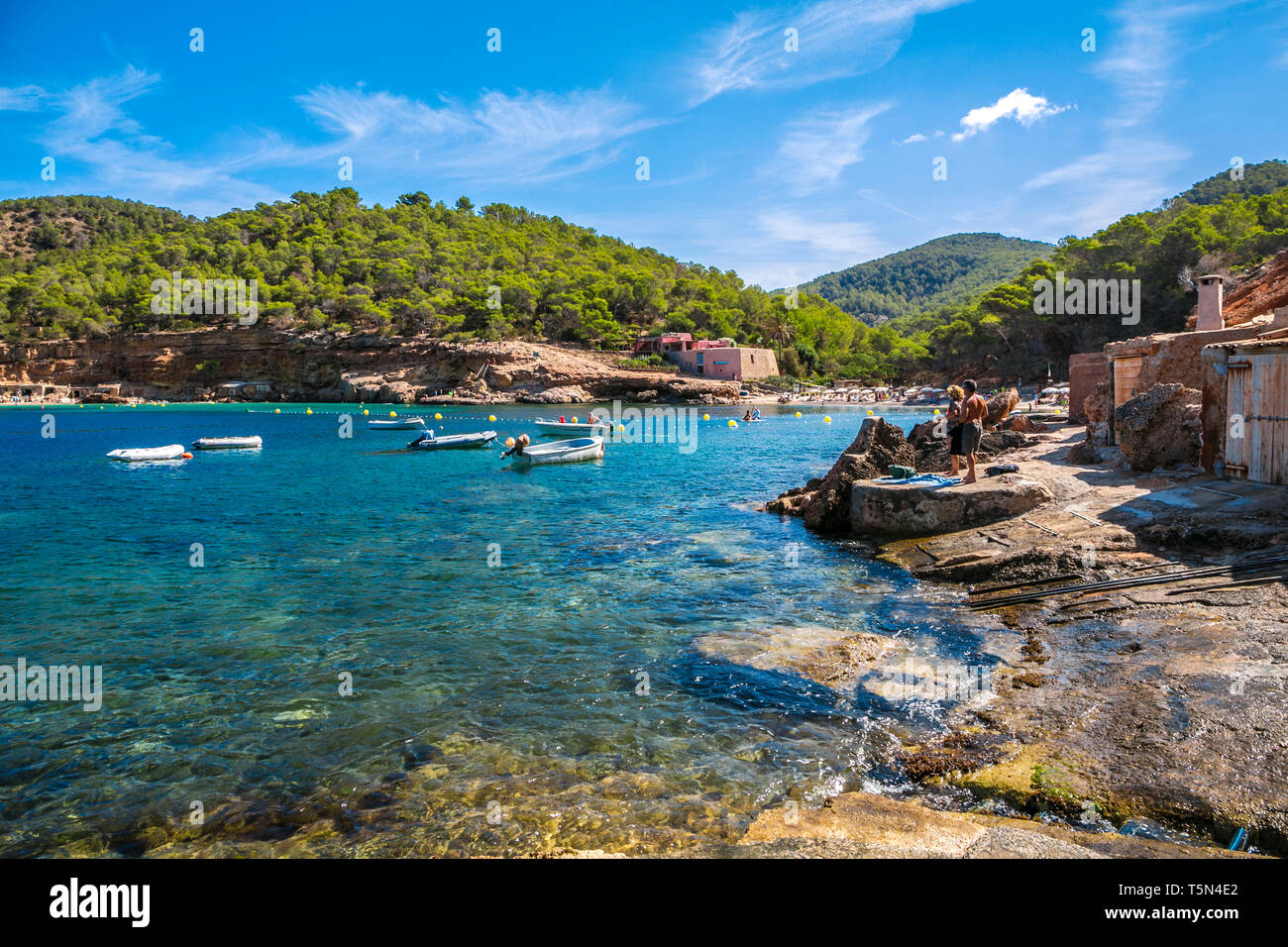 Cala Salada Beach. Sant Antoni de Portmany Municipality. Ibiza Island. Balearic. Islands. Spain Stock Photo