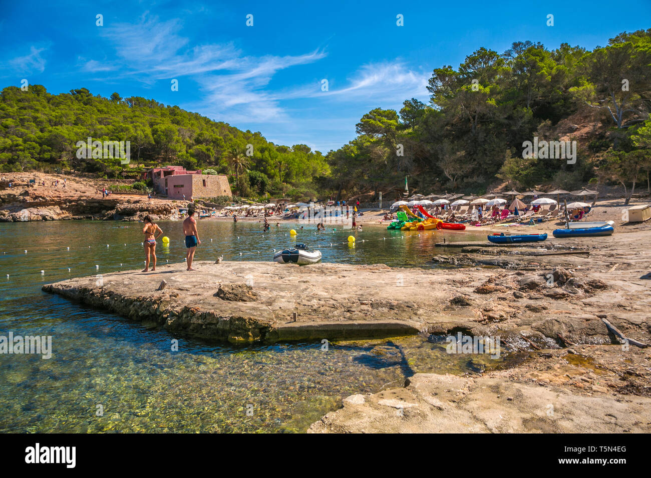 Cala Salada Beach. Sant Antoni de Portmany Municipality. Ibiza Island. Balearic. Islands. Spain Stock Photo