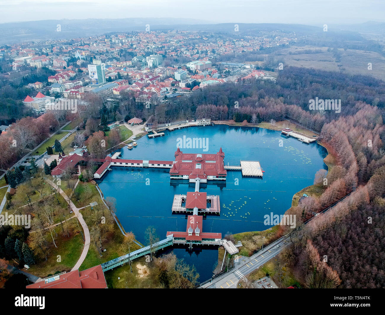 Lake Heviz thermal bath in Hungary Stock Photo - Alamy