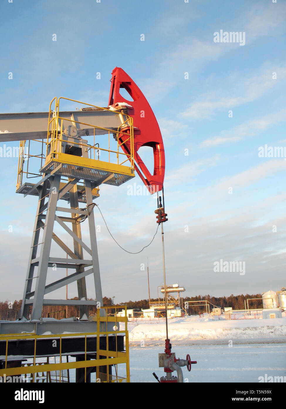 Industrial construction and mechanism. Work of oil industry Stock Photo