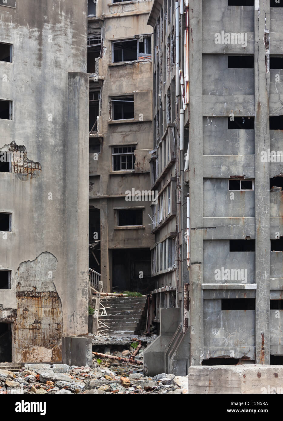 The abandoned island of Hashima, off the coast of Nagasaki, Japan. Made
