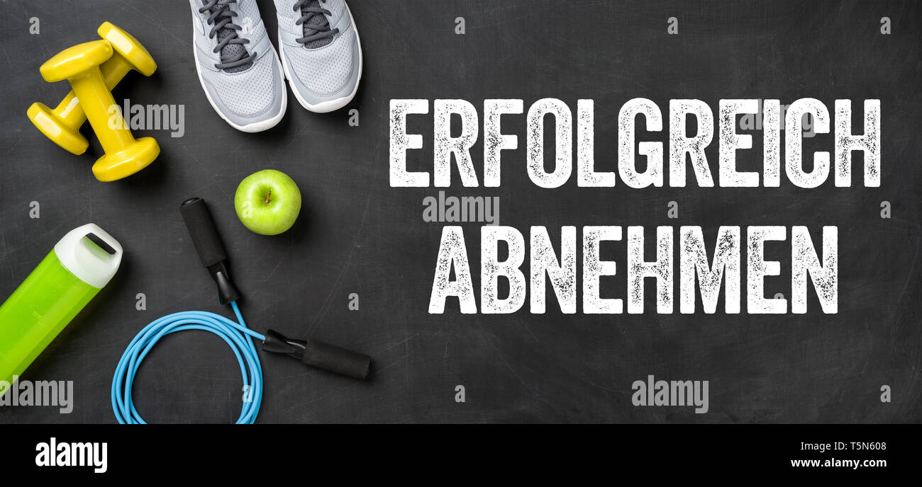 German Translation of Lose weight successfully - Erfolgreich abnehmen Stock Photo