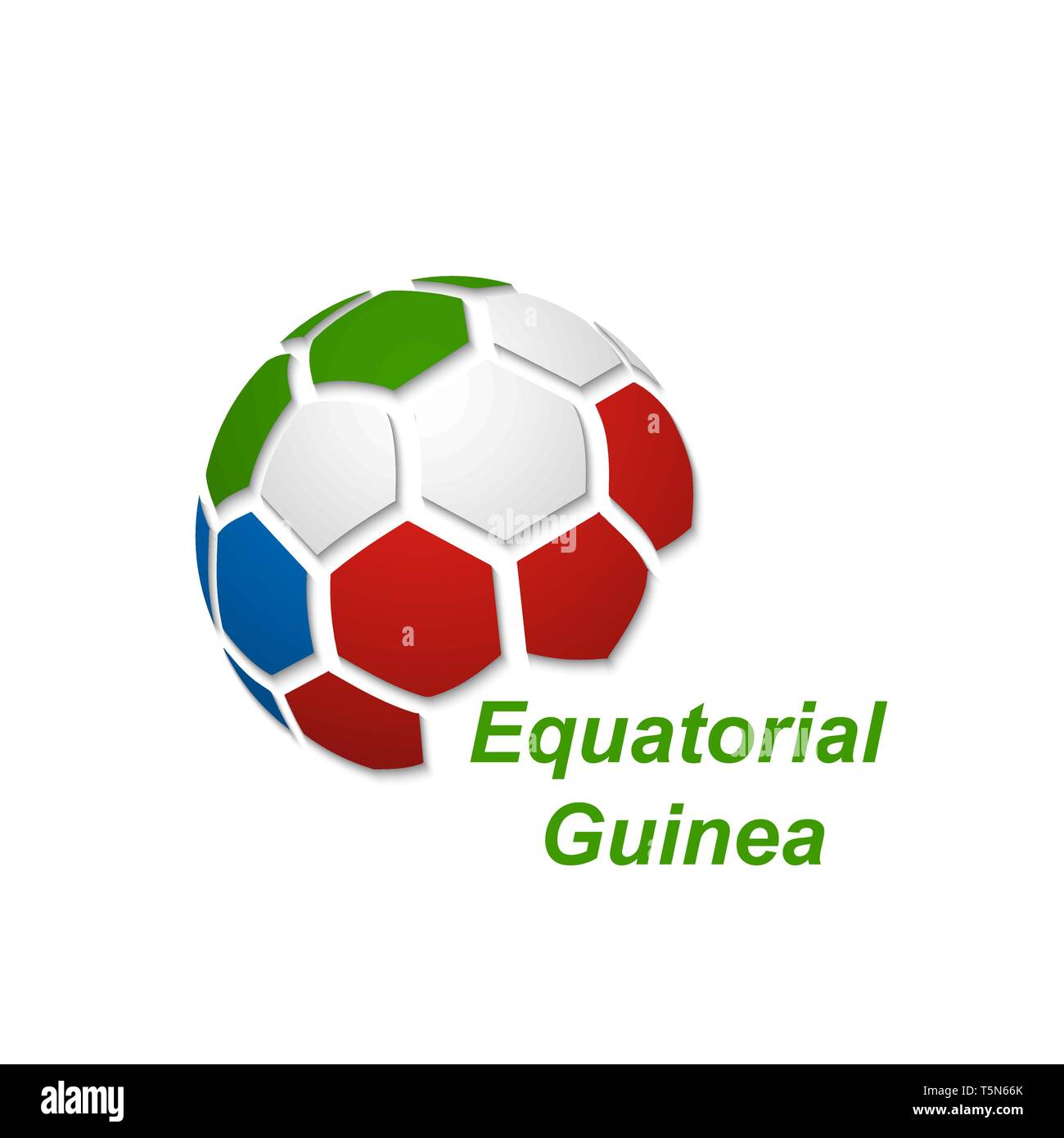 Football banner. Vector illustration of abstract soccer ball with Equatorial Guinea national flag colors Stock Vector