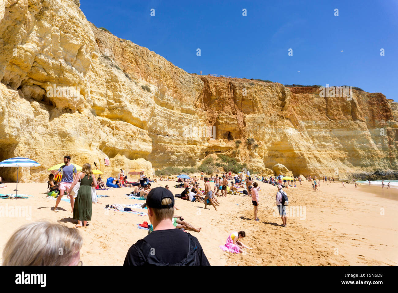 Benagil beach in the Algarve in Portugal. 16 April 2019. Stock Photo