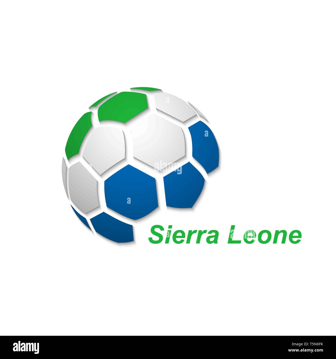 Football banner. Vector illustration of abstract soccer ball with Sierra Leone national flag colors Stock Vector