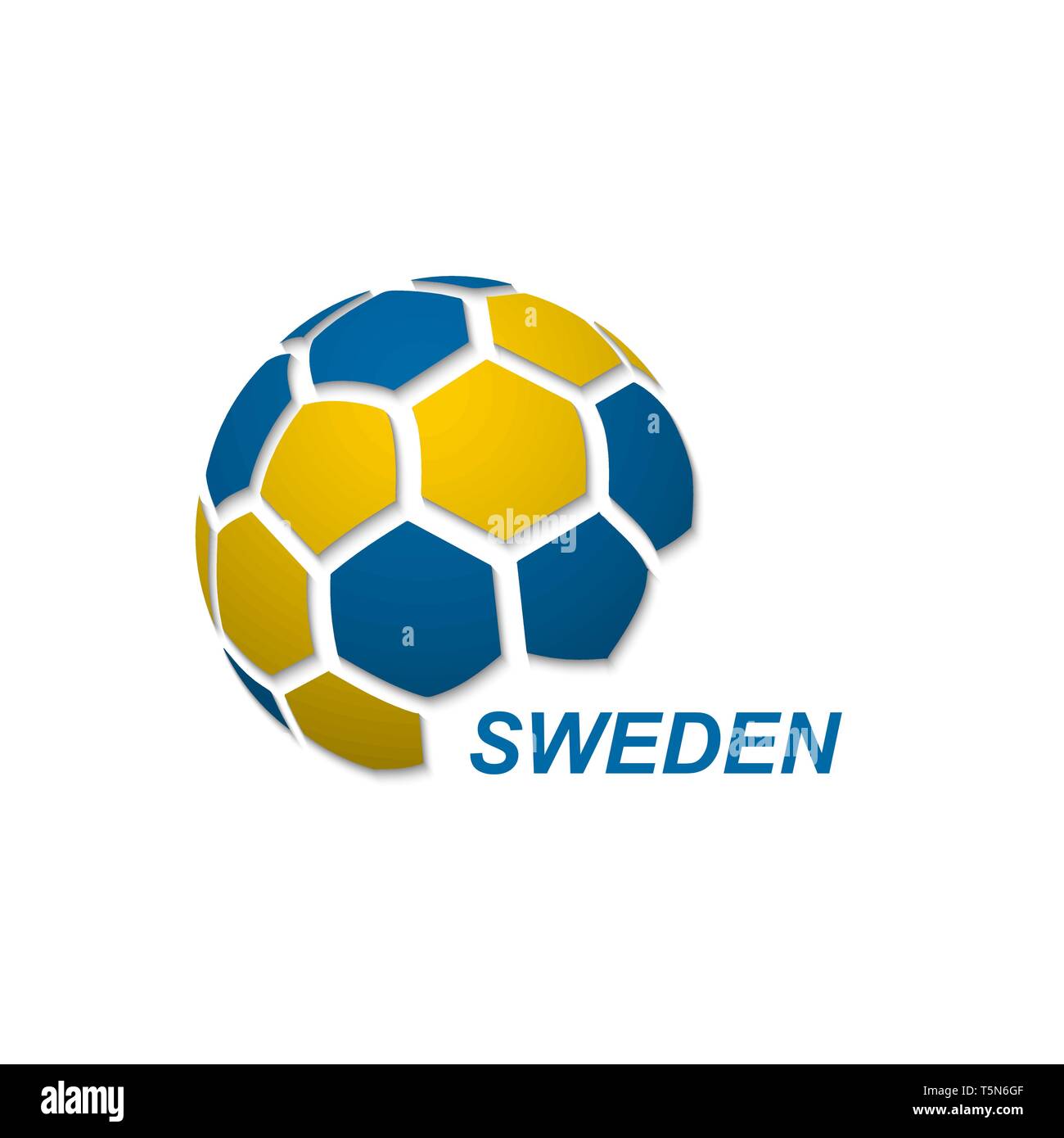 Football banner. Vector illustration of abstract soccer ball with Sweden national flag colors Stock Vector