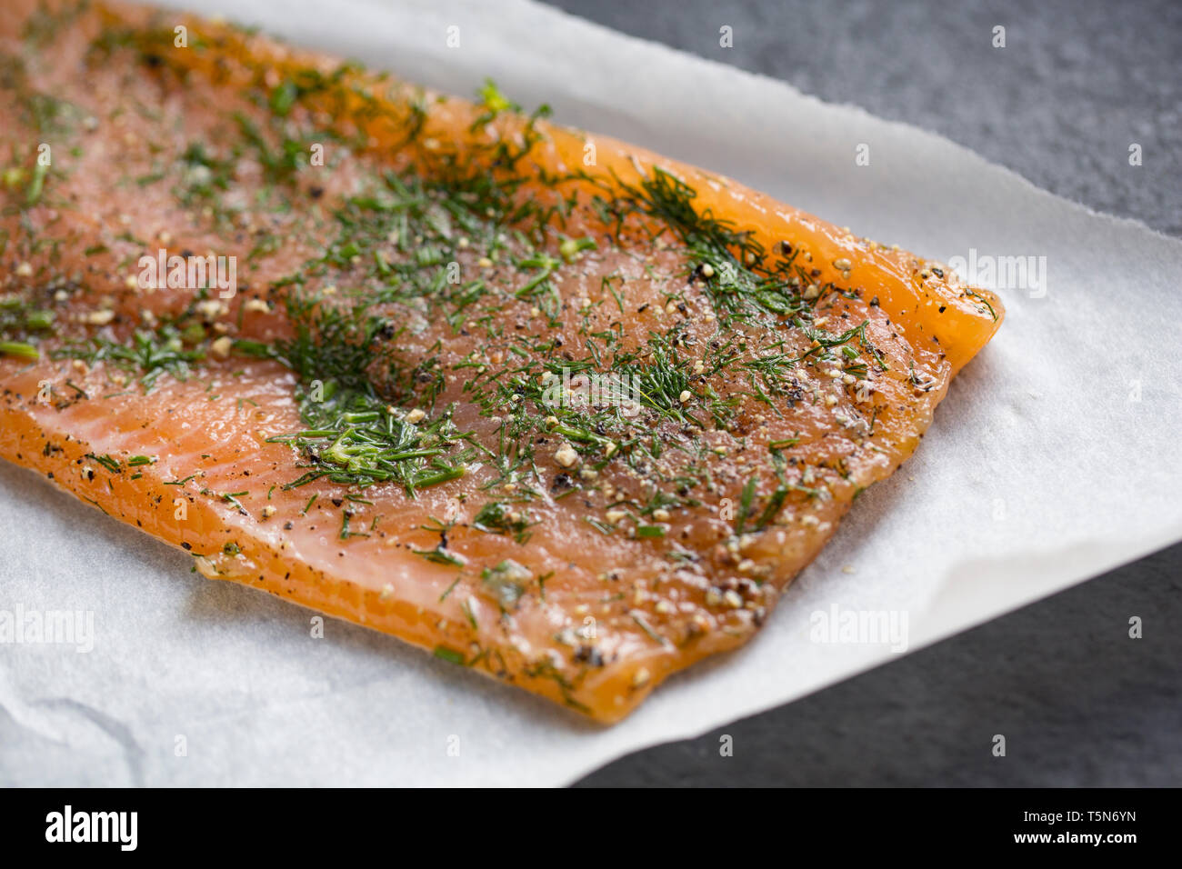 A single, whole fillet of a rainbow trout, Oncorhynchus mykiss, that