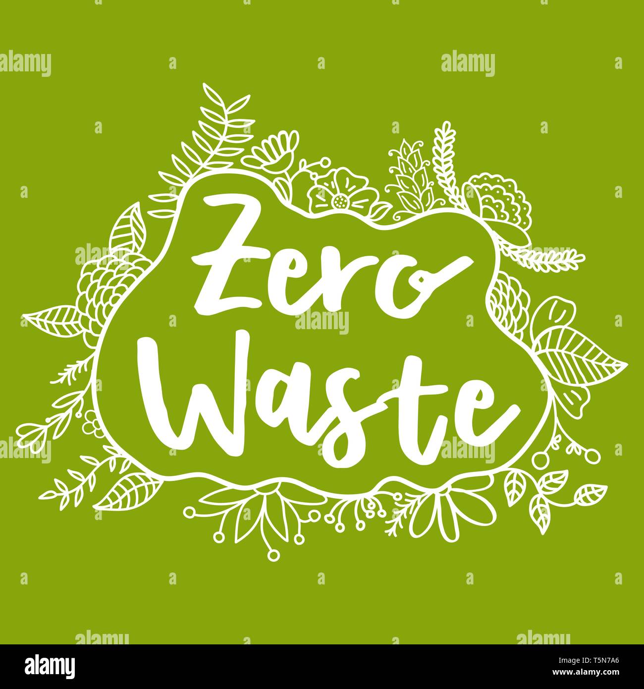 Zero Waste Concept. Hand drawn elements of zero waste life. Zero waste