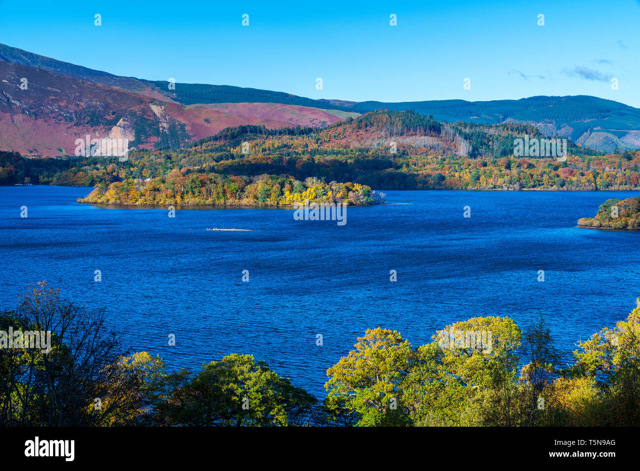 Darwent Water, Keswick, Lake District National Park, Cumbria, England, UK, Europe. Stock Photo