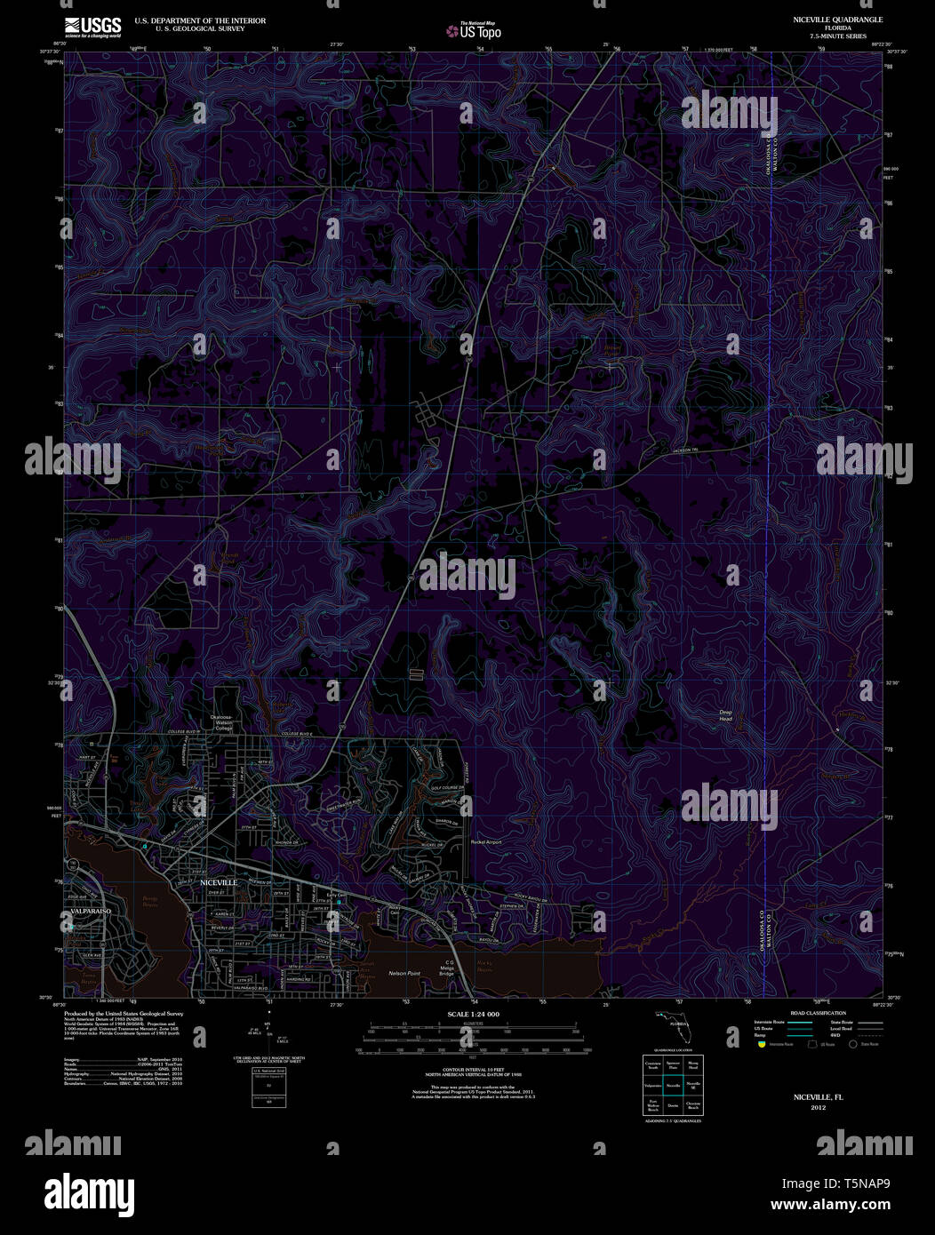 Niceville florida hi res stock - Usgs Topo Map Florida Fl Niceville 20120703 Tm Inverted Restoration T5NAP9