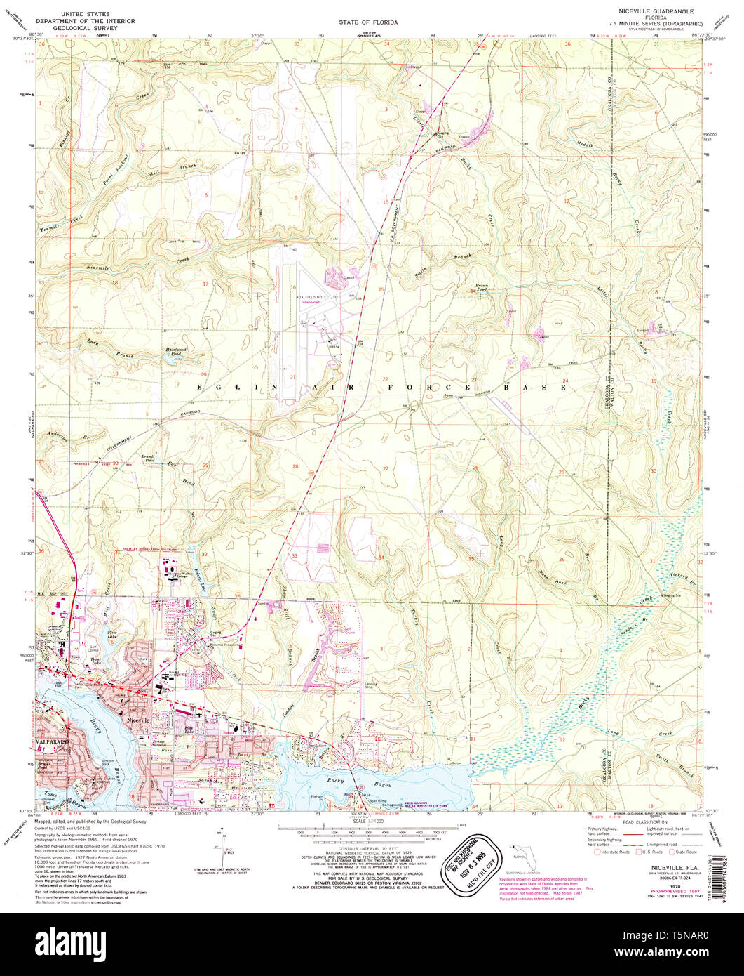 Niceville High Resolution Stock - Usgs Topo Map Florida Fl Niceville 347645 1970 24000 Restoration T5NAR0
