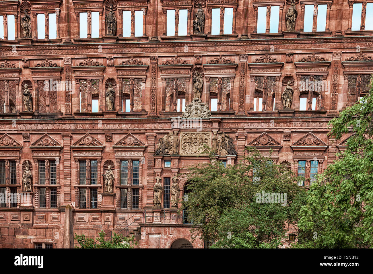 Facade of the Heidelberg castle ruins Stock Photo