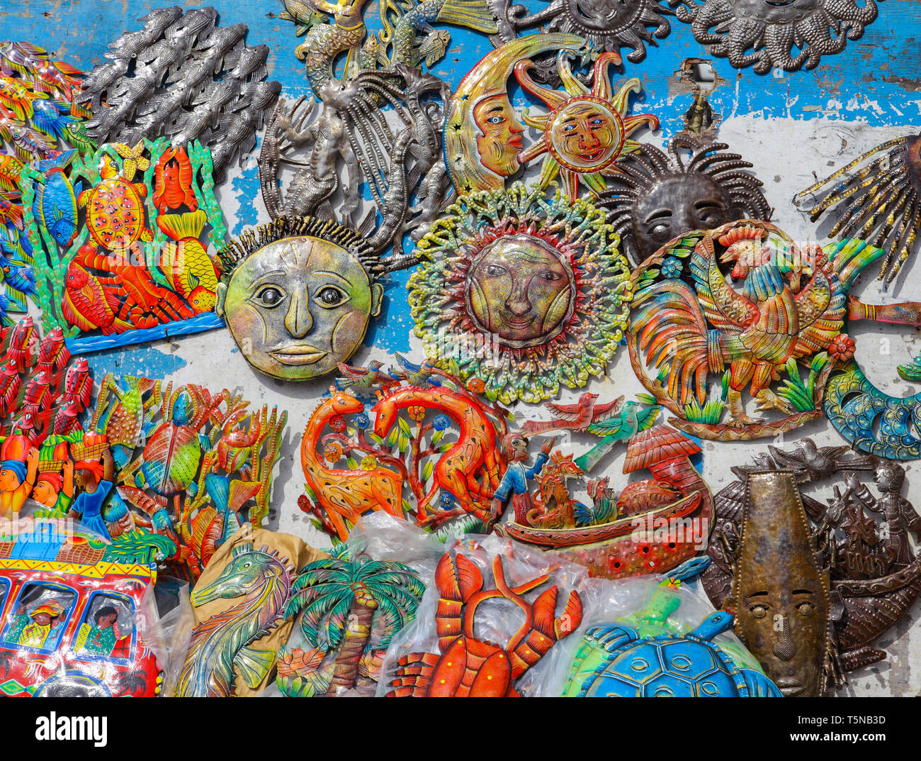 Colorful metal sheet - figures background in Curacao Stock Photo