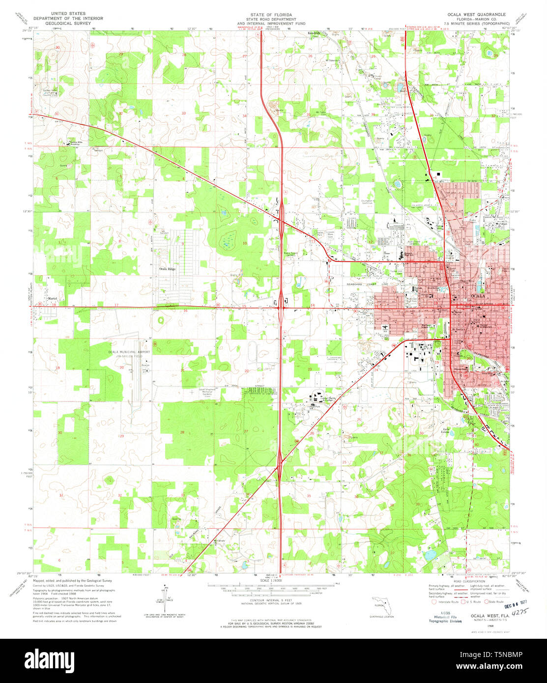 Ocala florida map Cut Out Stock - Usgs Topo Map Florida Fl Ocala West 347741 1968 24000 Restoration T5NBMP