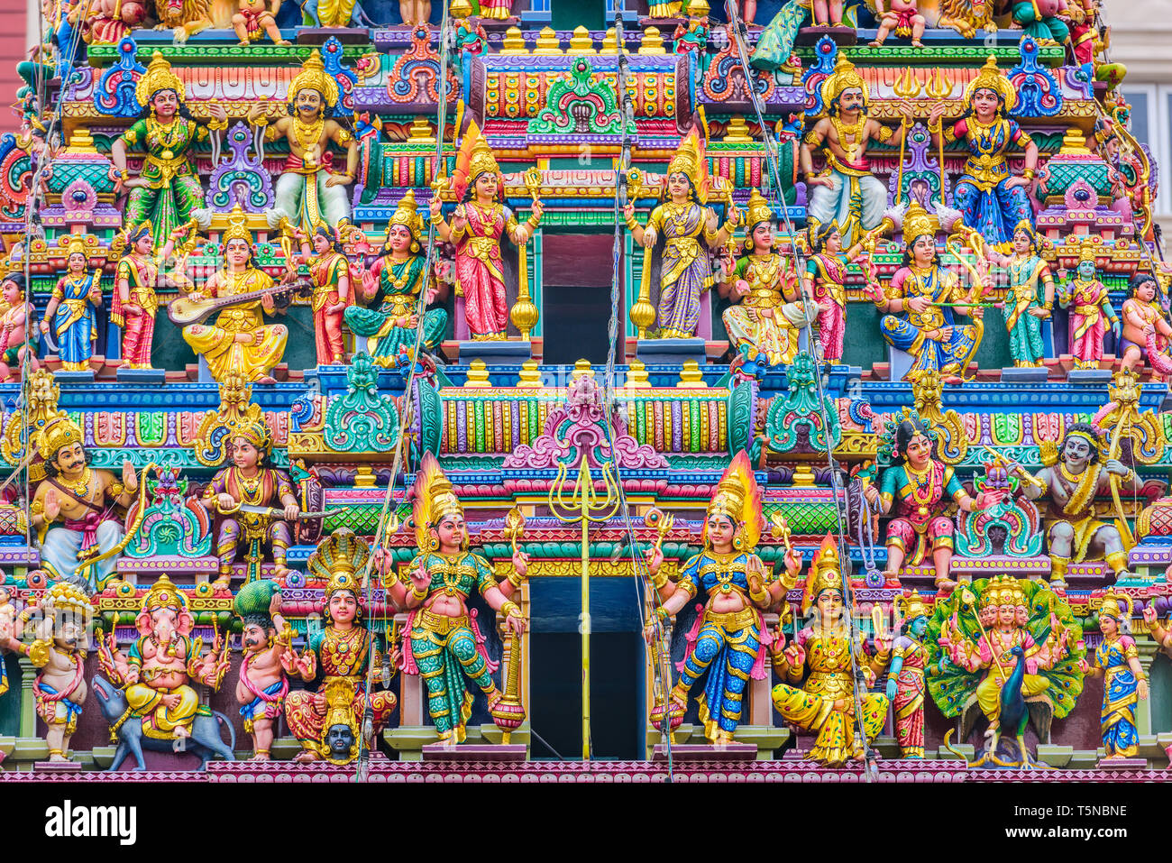 Singapore at Sri Veeramakaliamman Temple. The Hindu Temple dates from 1881. Stock Photo