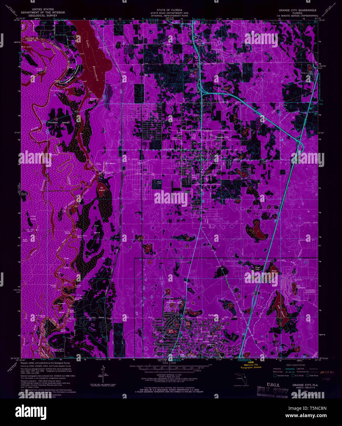 USGS TOPO Map Florida FL Orange - Usgs Topo Map Florida Fl Orange City 347824 1964 24000 Inverted Restoration T5NC8N 