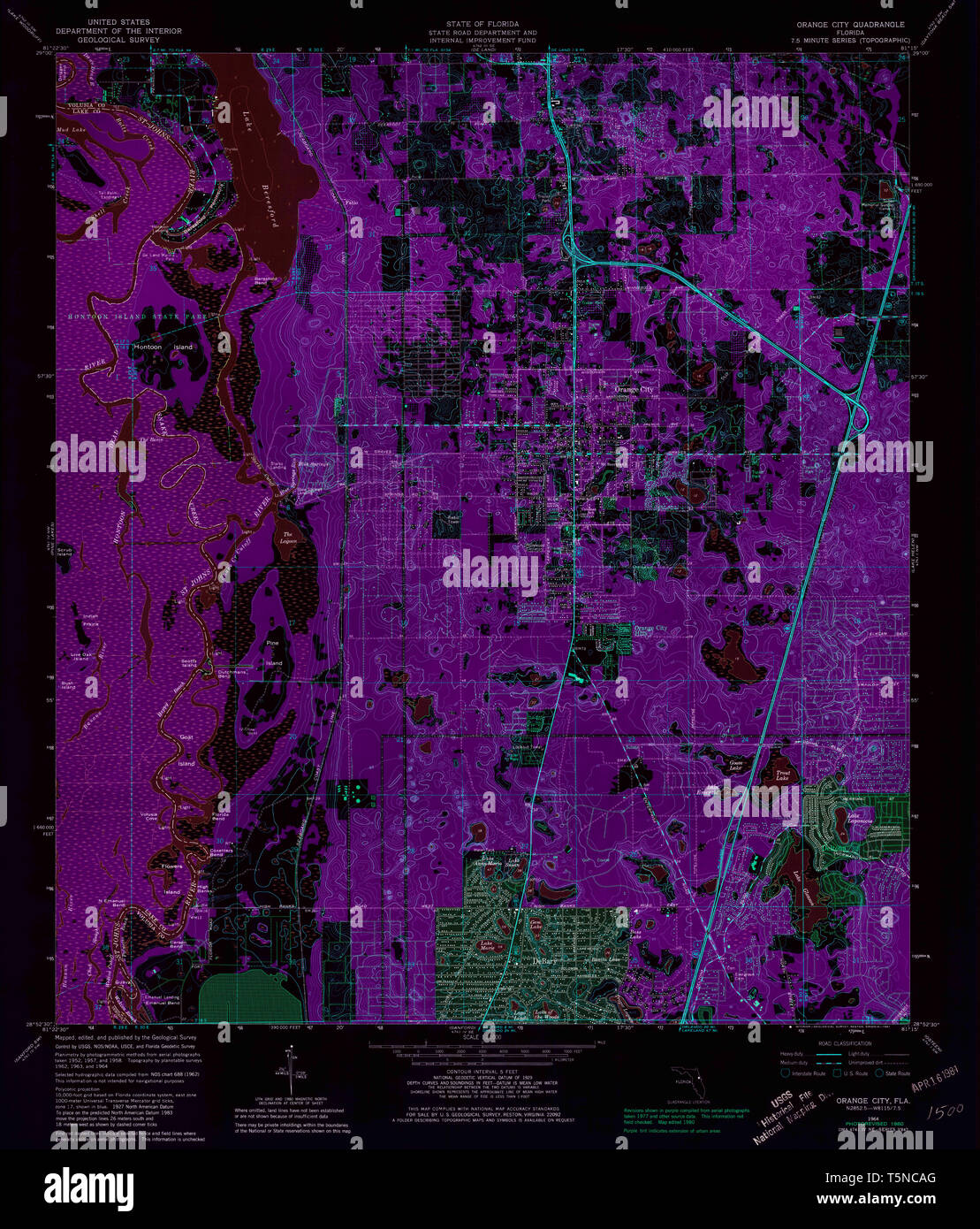 USGS TOPO Map Florida FL Orange - Usgs Topo Map Florida Fl Orange City 347828 1964 24000 Inverted Restoration T5NCAG 