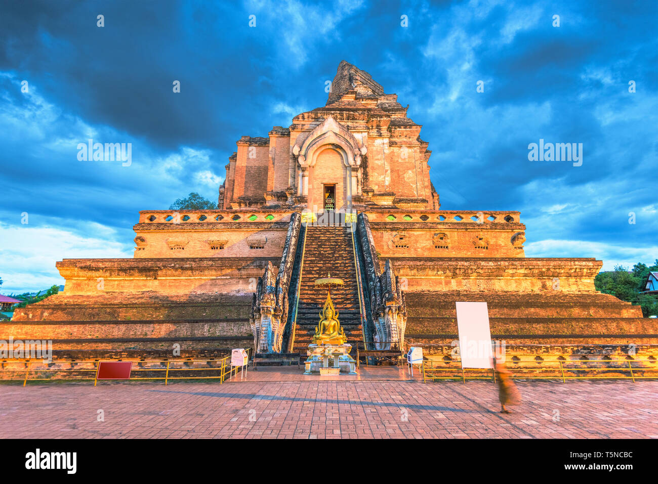 Wat Chedi Luang in Chiang Mai, Thailand. Stock Photo