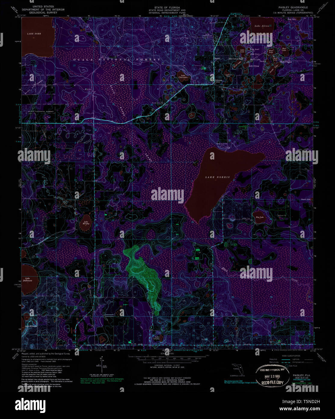 USGS TOPO Map Florida FL Paisley 347940 1965 24000 Inverted Restoration
