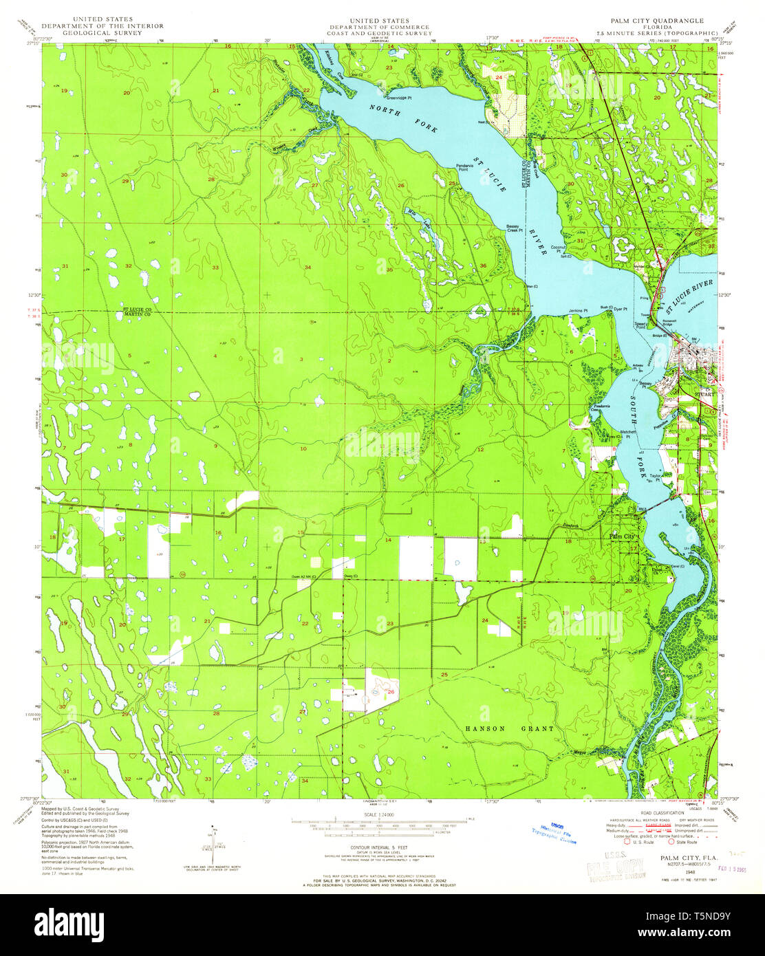 USGS TOPO Map Florida FL Palm City - Usgs Topo Map Florida Fl Palm City 347967 1948 24000 Restoration T5ND9Y 