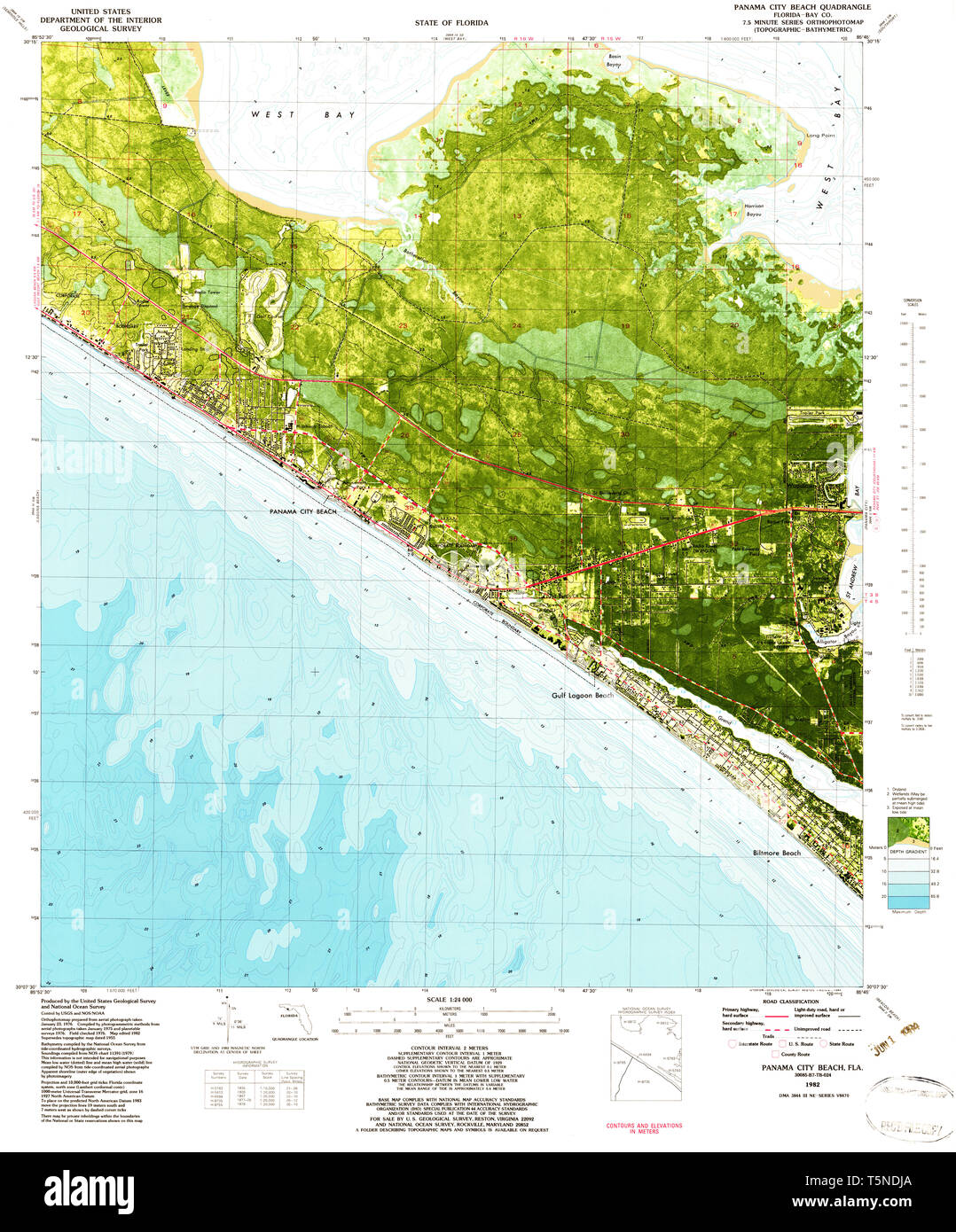 Panama city beach florida map hi res - Usgs Topo Map Florida Fl Panama City Beach 348001 1982 24000 Restoration T5NDJA 