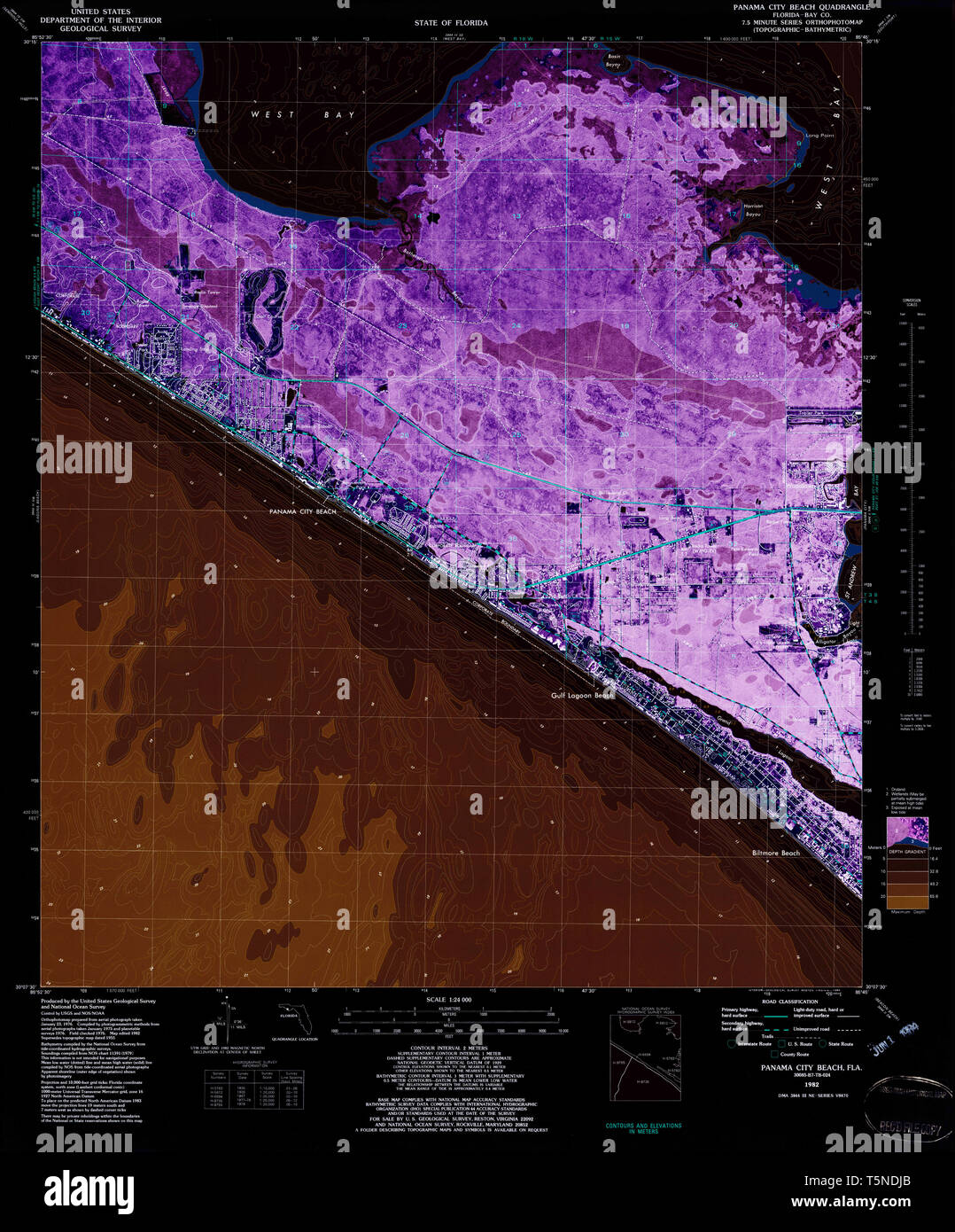 Panama city beach florida map hi res - Usgs Topo Map Florida Fl Panama City Beach 348001 1982 24000 Inverted Restoration T5NDJB 