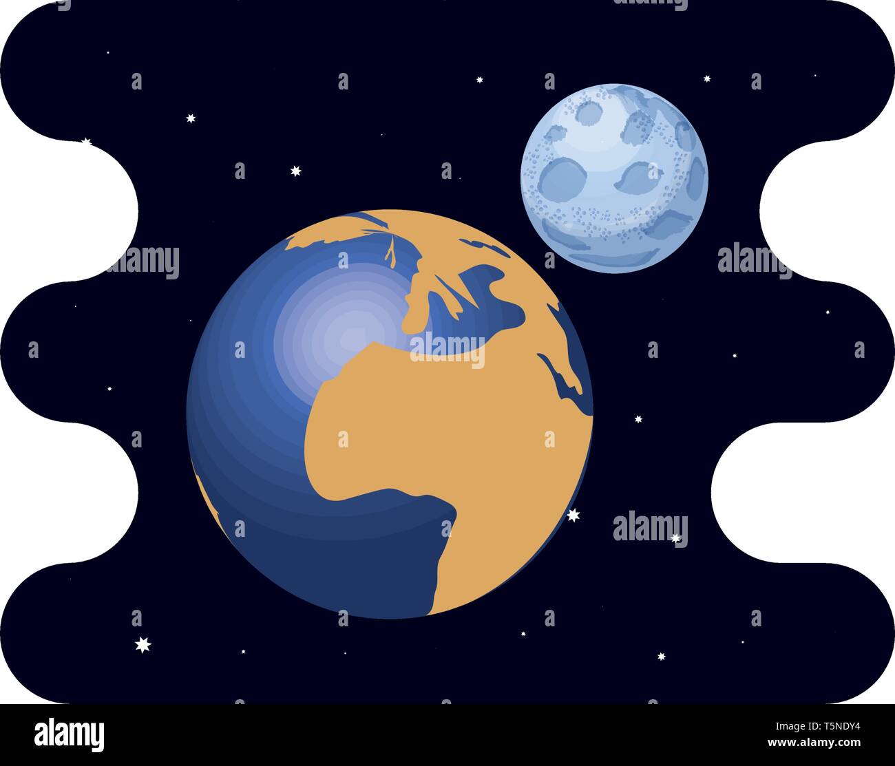earth planet with moon scene space vector illustration design Stock ...