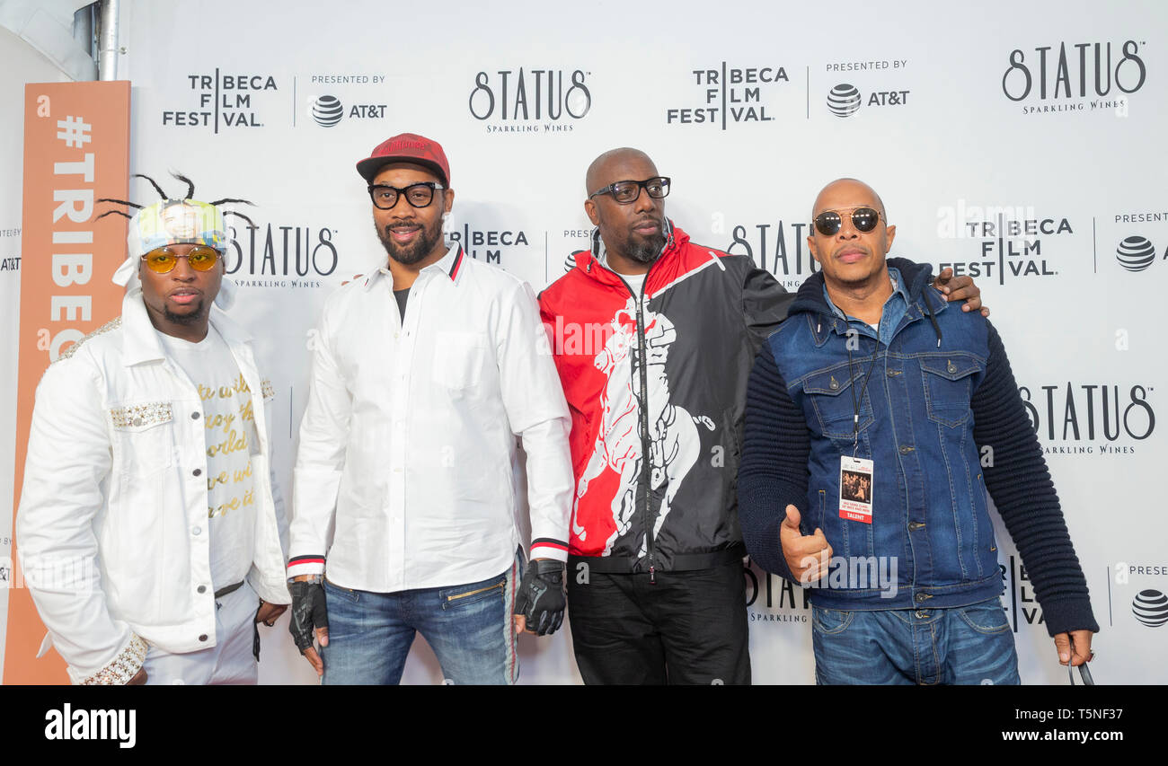 New York, NY - April 25, 2019: Young Dirty Bastard, RZA Robert Diggs, Young Jeezy and Lamont Jody Hawkins U-Go attend Tribeca TV Wu-Tang Clan: Of Mics And Men at Beacon Theatre Stock Photo