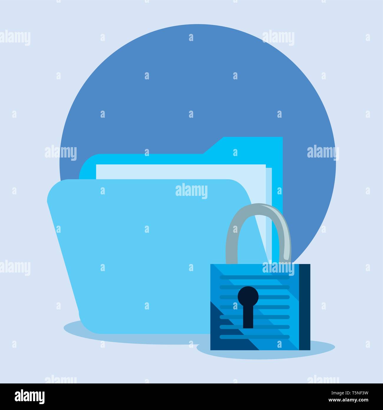 padlock folder file data cyber security vector illustration Stock ...