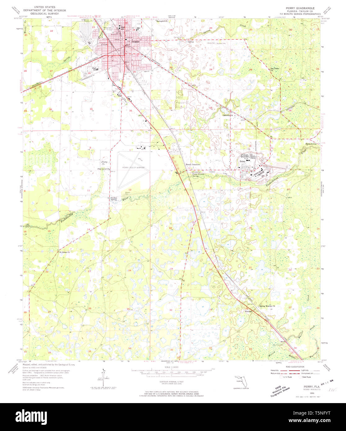 USGS TOPO Map Florida FL Perry 348084 1955 24000 Restoration Stock
