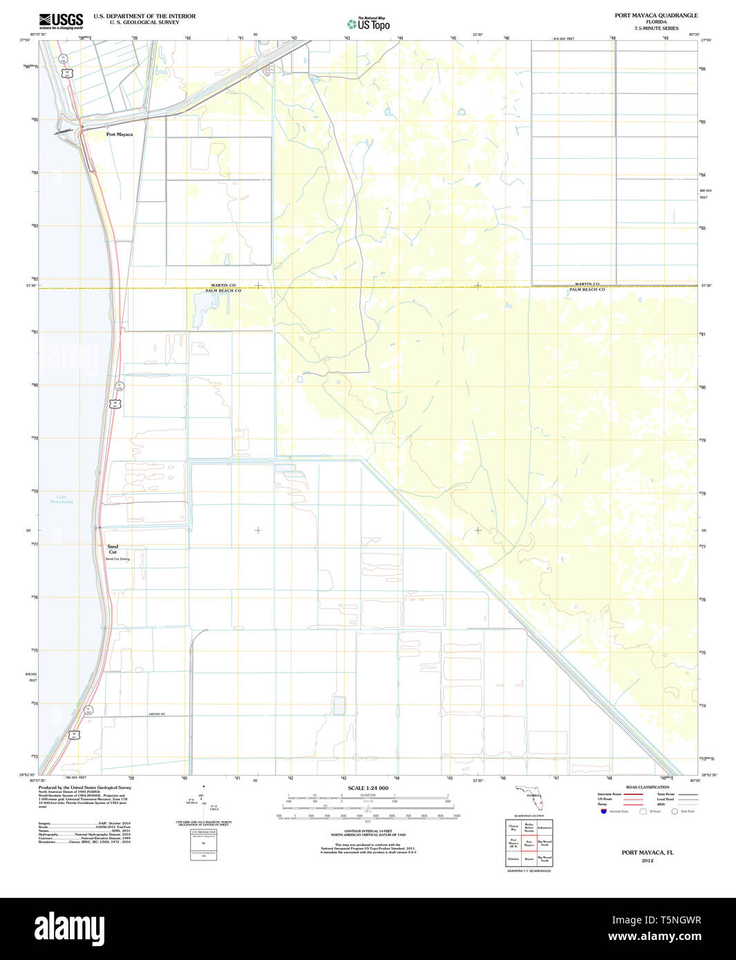 USGS TOPO Map Florida FL Port Mayaca 20120718 TM Restoration Stock