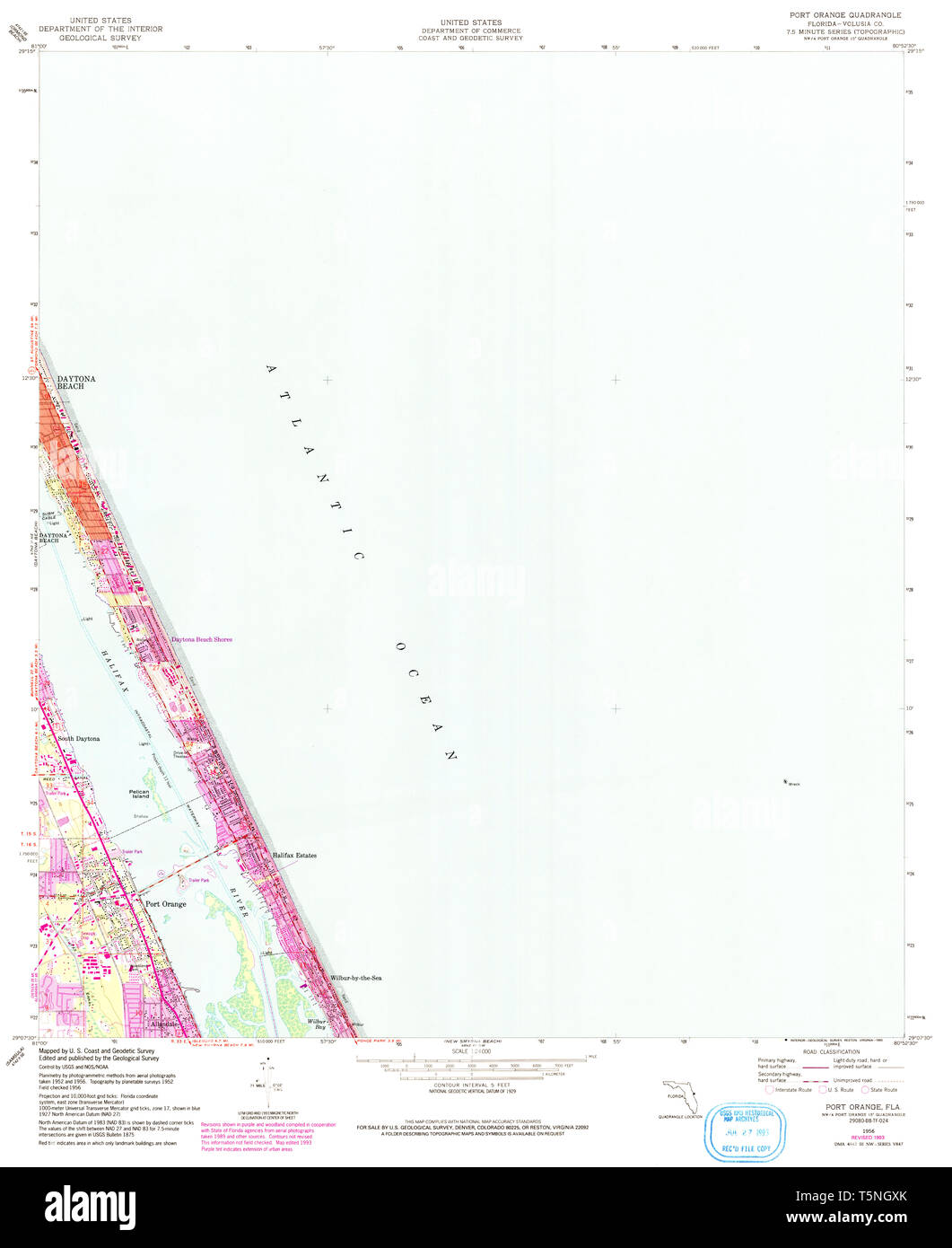 Usgs Topo Map Florida Fl Port Orange 348182 1956 24000 Restoration T5NGXK 