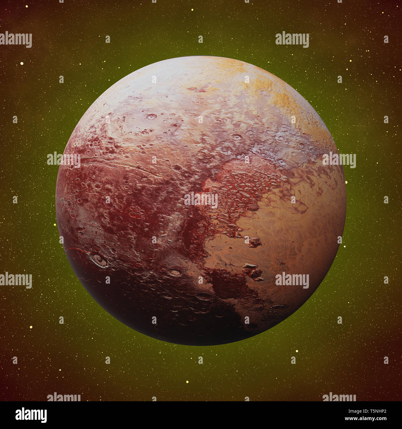 dwarf planet Pluto and the stars of the galaxy (3d space illustration, elements of this image are furnished by NASA) Stock Photo
