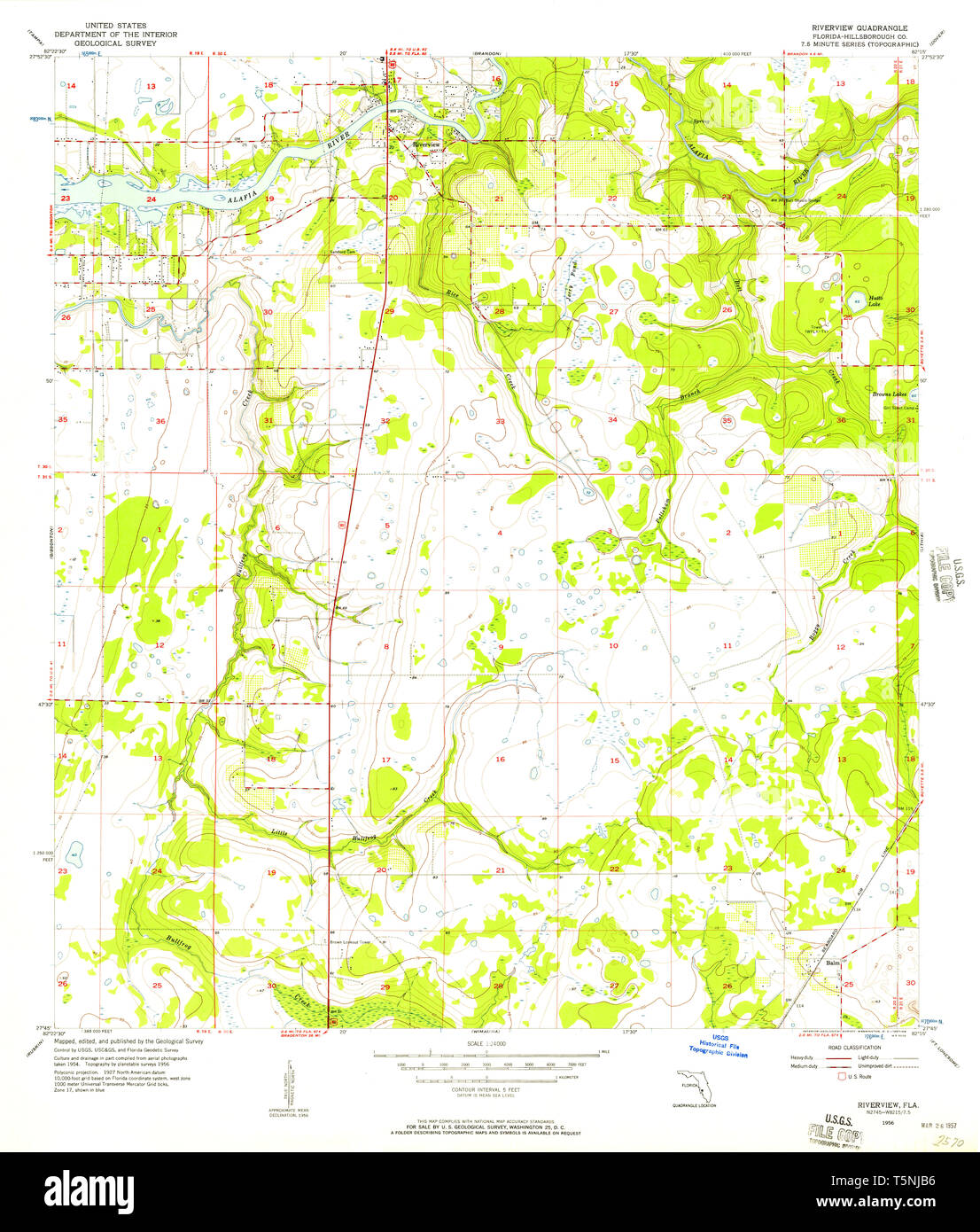Riverview florida hi res stock - Usgs Topo Map Florida Fl Riverview 348298 1956 24000 Restoration T5NJB6