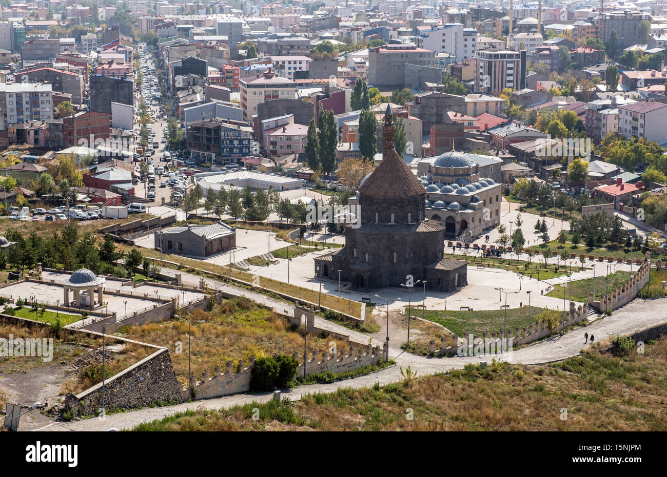 View of the city center from Kars castle. Kars is a city in northeast