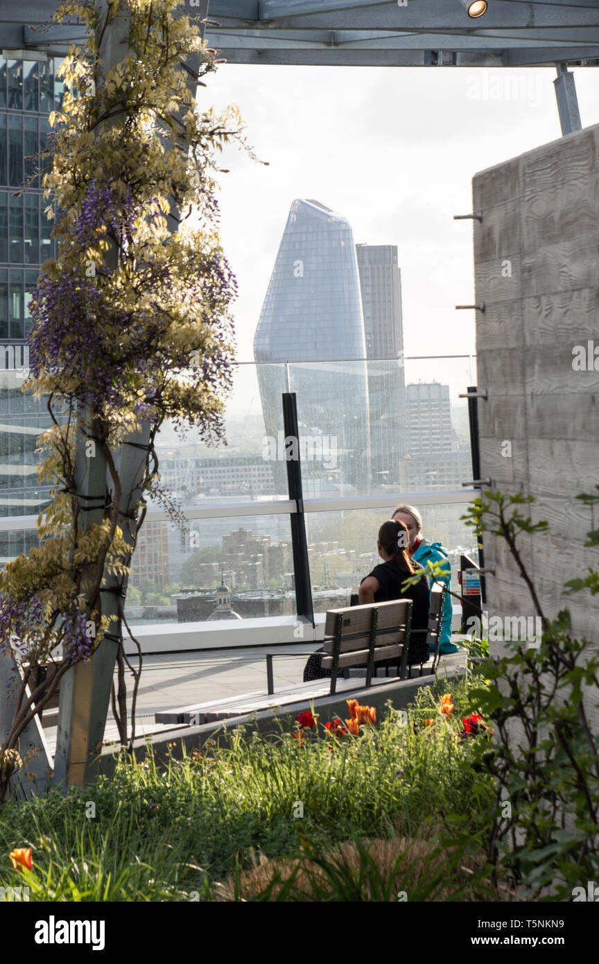 London Southbank tower viewed from the roof top garden at Fen court Stock Photo